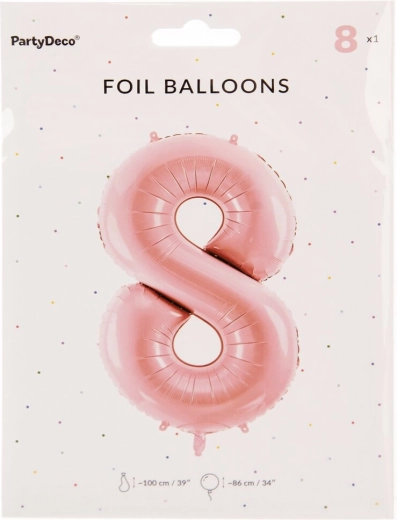 Folieballon nummer 8 roze 86 cm