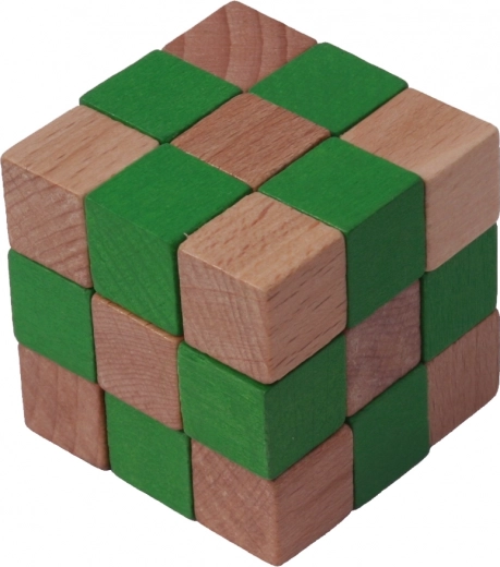 Houten puzzel kubus oranje