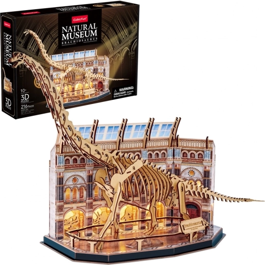 3D-puzzel met LED brachiosaurus CUBICFUN – museum met versteend fossiel