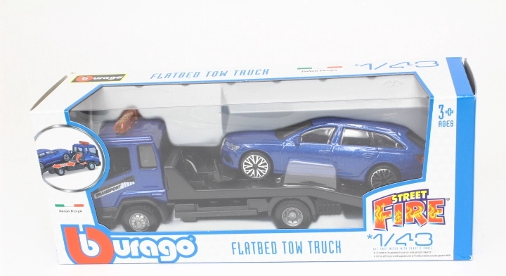 Bburago Street Fire autotransporter met Audi A6 in schaal 1:43