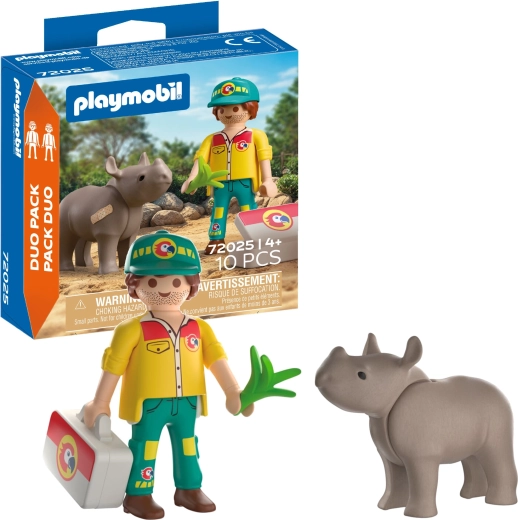 Playmobil Duo Pack – verzorger met neushoorn en accessoires