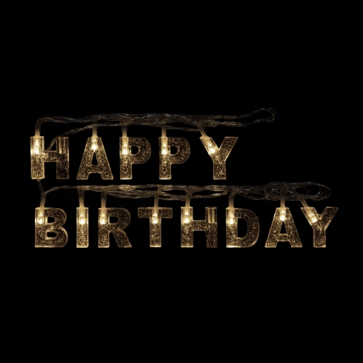 LED-lichtslinger Happy Birthday, 13 LED's, 2 m