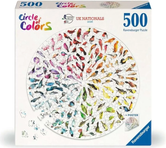 Ravensburger ronde puzzel Circle of Colors: Vogels 500 stukjes