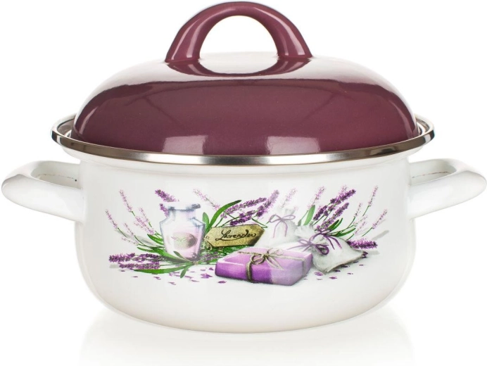 Geglazuurde pan Lavender 18 cm met deksel 1,4 l