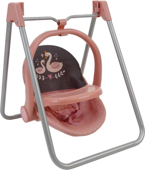 Poppenaccessoireset 3-in-1 Zwaan – kinderstoeltje, wipstoeltje en autostoeltje