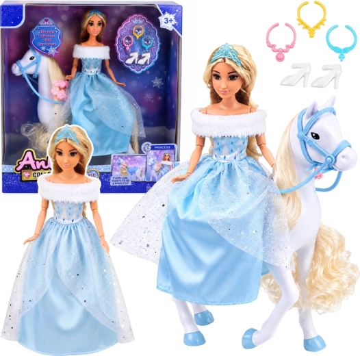 Anlily-pop prinses op een wit paard met accessoires, 30 cm