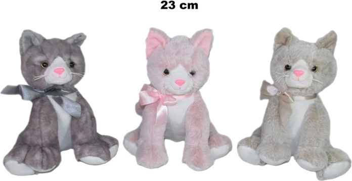 Pluchen kat 23 cm (mix van kleuren)
