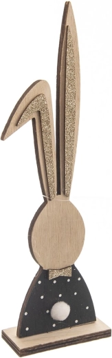 Houten decoratie Konijn zwart-bruin 26 cm