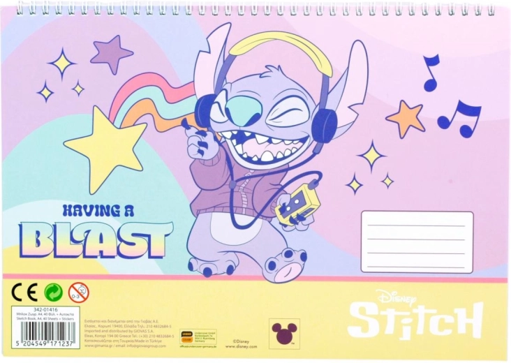 Spiraalblok met stickers Lilo en Stitch A4