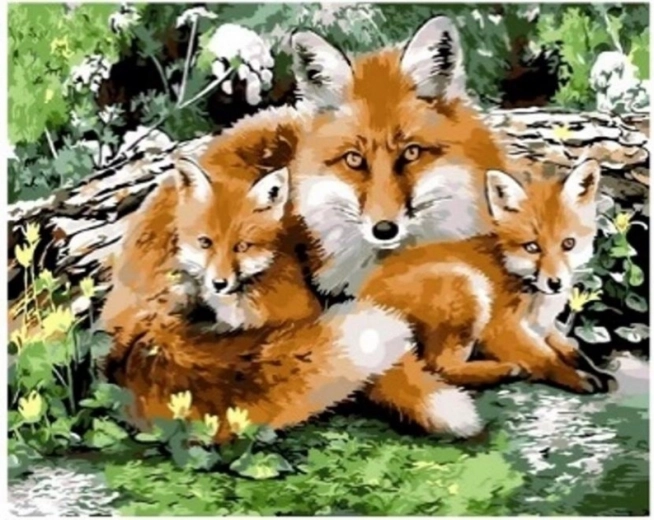 Diamantmozaïek - familie Fox