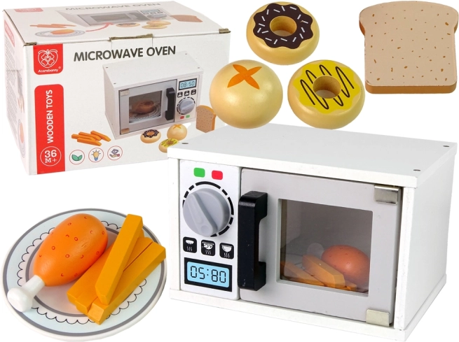 Houten magnetron voor kinderen met accessoires – wit