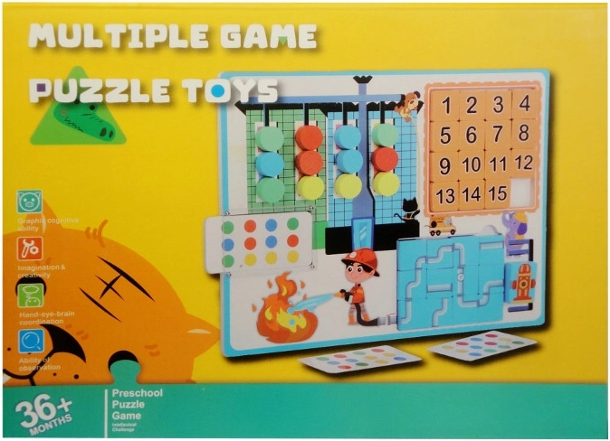 Houten logische puzzel 3-in-1 – doolhof en educatief spel