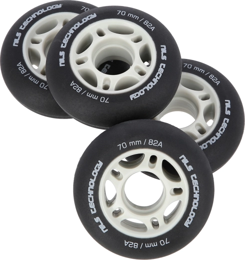 Matte wielen voor inline skates NILS Extreme 70 mm 82A, zwart, set van 4 stuks