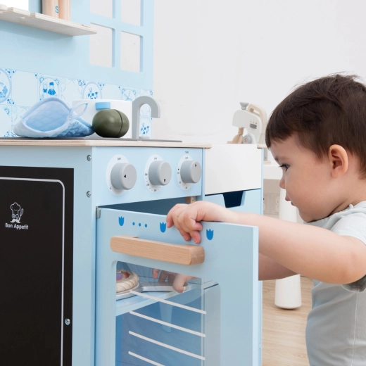 Houten kinderkeuken lichtblauw