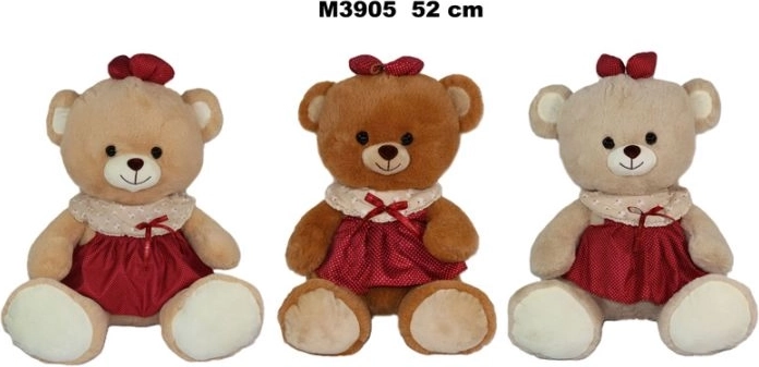 Pluchen teddybeertje in jurk 52 cm - 1 stuk