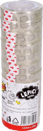 Transparante plakband 12 mm x 20 m, 12 stuks