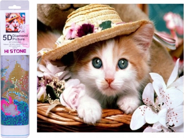 Diamantmozaïek - Kat met hoed