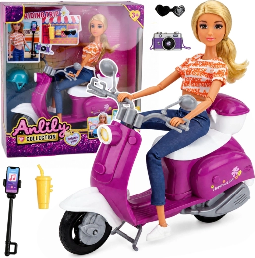 Anlily reizigster op een scooter met helm en accessoires - 1 stuk