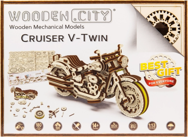 WOODEN CITY 3D-puzzel Motorfiets Cruiser V-Twin 168 onderdelen