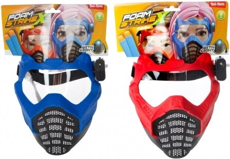 Kunststof masker met licht 16x19 cm op batterijen 2 kleuren op kaart carnaval