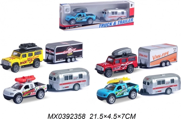 metalen automodel met aanhanger pull back