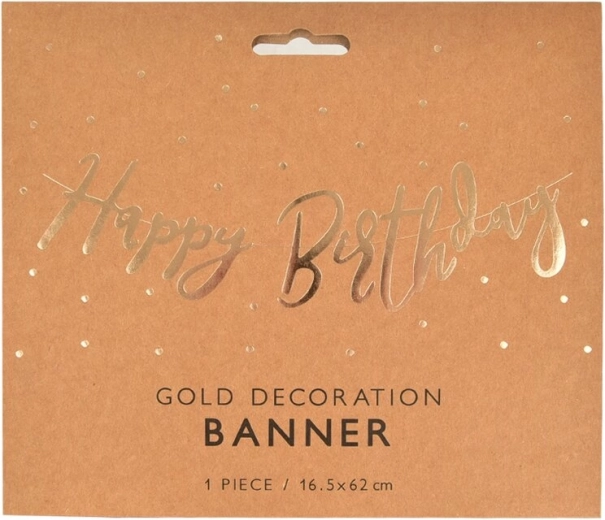 Slinger Happy Birthday goudkleurig papier