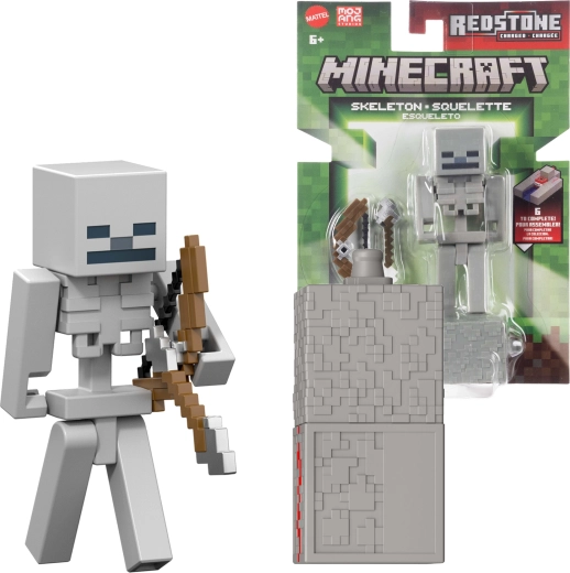 Minecraft-figuur Skeleton uit de Redstone Charged-serie met accessoires