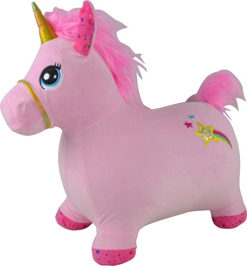 Springende roze eenhoorn met geluid