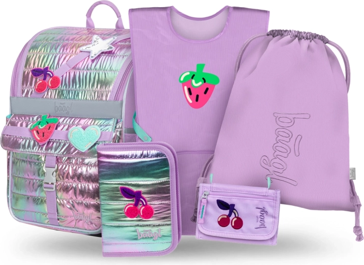 Baagl schoolset Zippy Lavender 5-delig: boekentas, etui, gymsack, portemonnee en veiligheidsvest