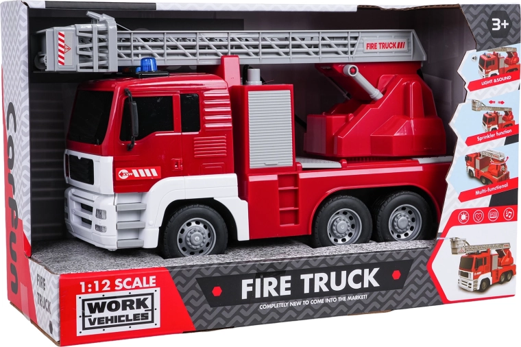 Brandweerwagen met licht, geluid en waterfunctie 1:12