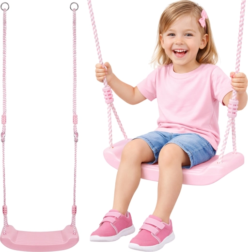 KRUZZEL kunststofschommel voor kinderen, roze