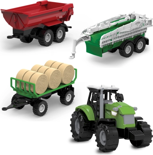 FARM SERVICE tractor met drie aanhangers met licht en geluid