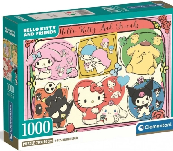 Puzzel CLEMENTONI Hello Kitty en vrienden – schattige collage 1000 stukjes