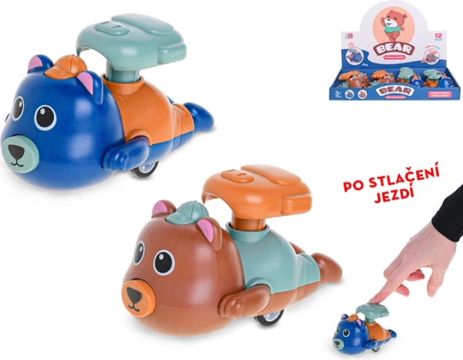 Rijdende beer na indrukken 11 cm, 2 kleuren