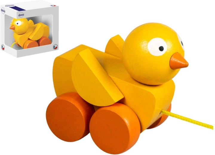 Houten trek-kuikentje