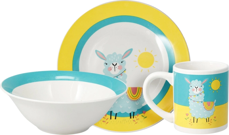 Kinder porseleinen eetservies 3-delig – lama of eenhoorn