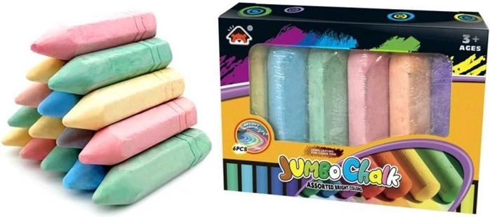 Gekleurde jumbo krijtjes – 6 stuks