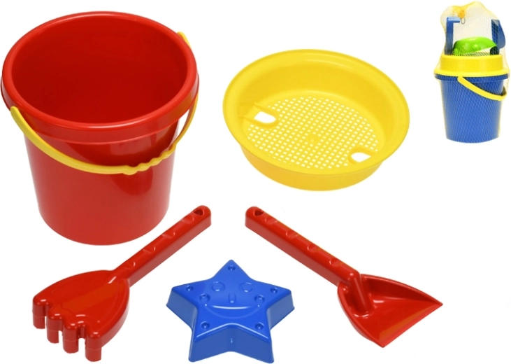 Kinderset voor in het zand 5 stuks in net (17 cm)