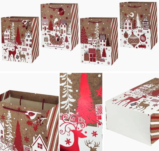 Kerstcadeautas 23 × 18 × 10 cm (mix motieven)