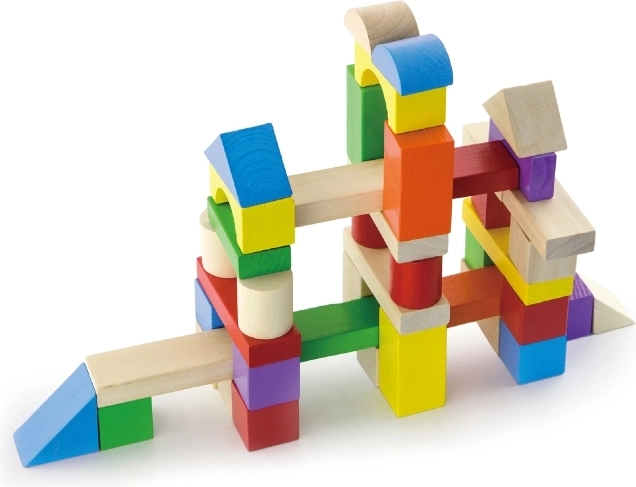 Houten bouwblokken – 100 stuks in een emmer