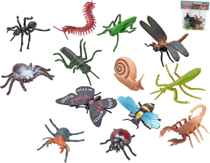 Set van 13 insectenfiguren (3,5–7 cm) in zakje