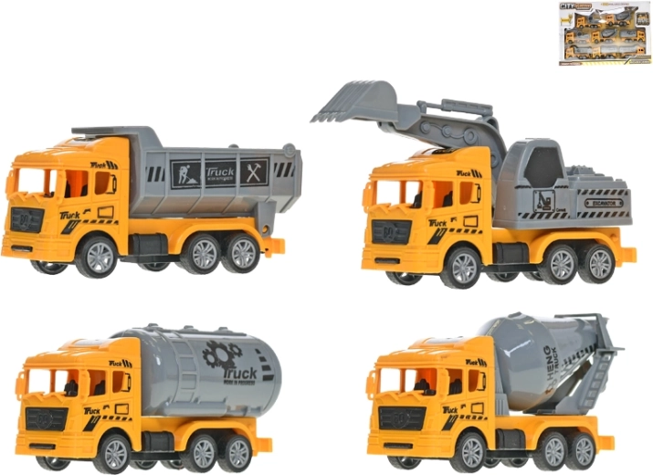 Set bouwvoertuigen met terugtrekmechanisme 11 cm, 8 stuks