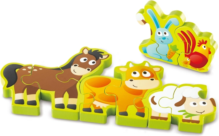 Houten puzzel met dieren en cijfers