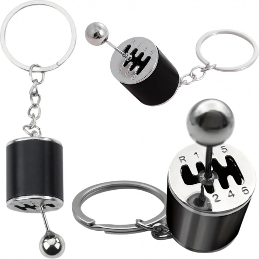 Metalen sleutelhanger Versnellingspook – zwart