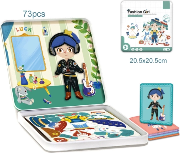 Aankleedpuzzel meisje – model in metalen doos