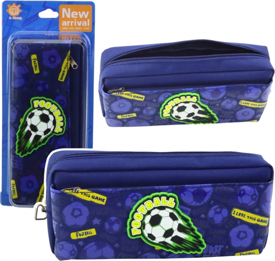 Schooletui met voetbalmotief, donkerblauw