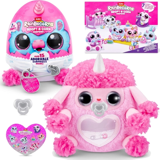 rainbocorns adopt-a-corn surprise pluche met verrassing van zuru