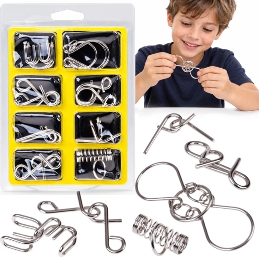 Set metalen breinbrekers – 8 logische puzzels