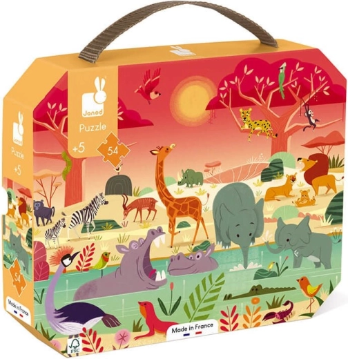 Janod puzzel in koffertje Savanne 54 stukjes