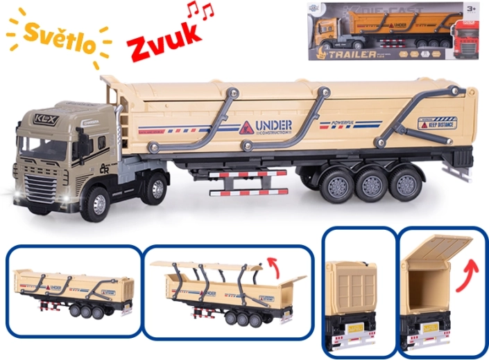 Metalen vrachtwagen 1:24 met licht en geluid, vliegwiel, 39 cm